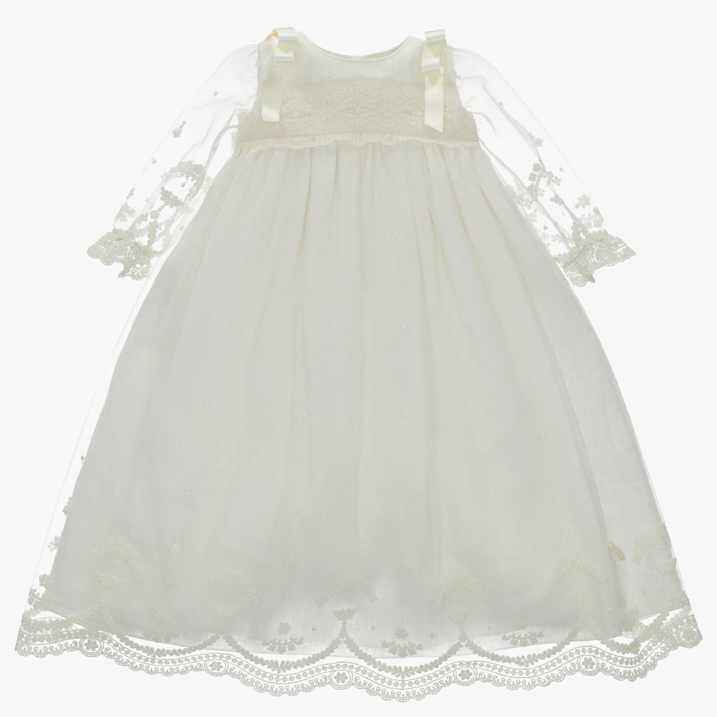 Vestido de Ceremonia de Tul Bordado y Capota