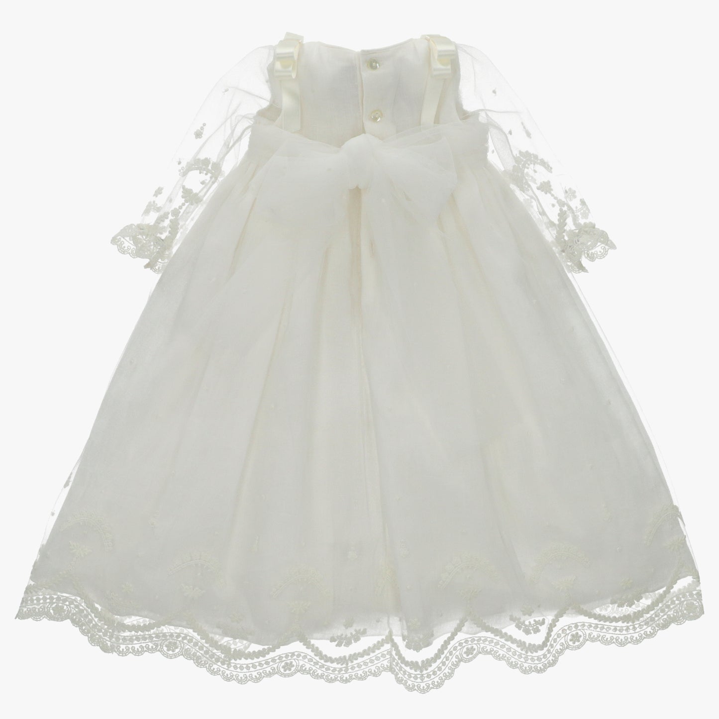 Vestido de Ceremonia de Tul Bordado y Capota