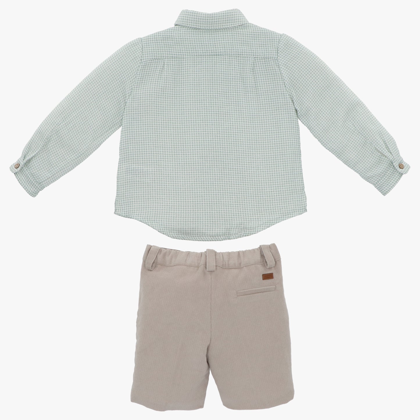 Conjunto Bermuda de Pana y Camisa de Cuadros Manga Larga