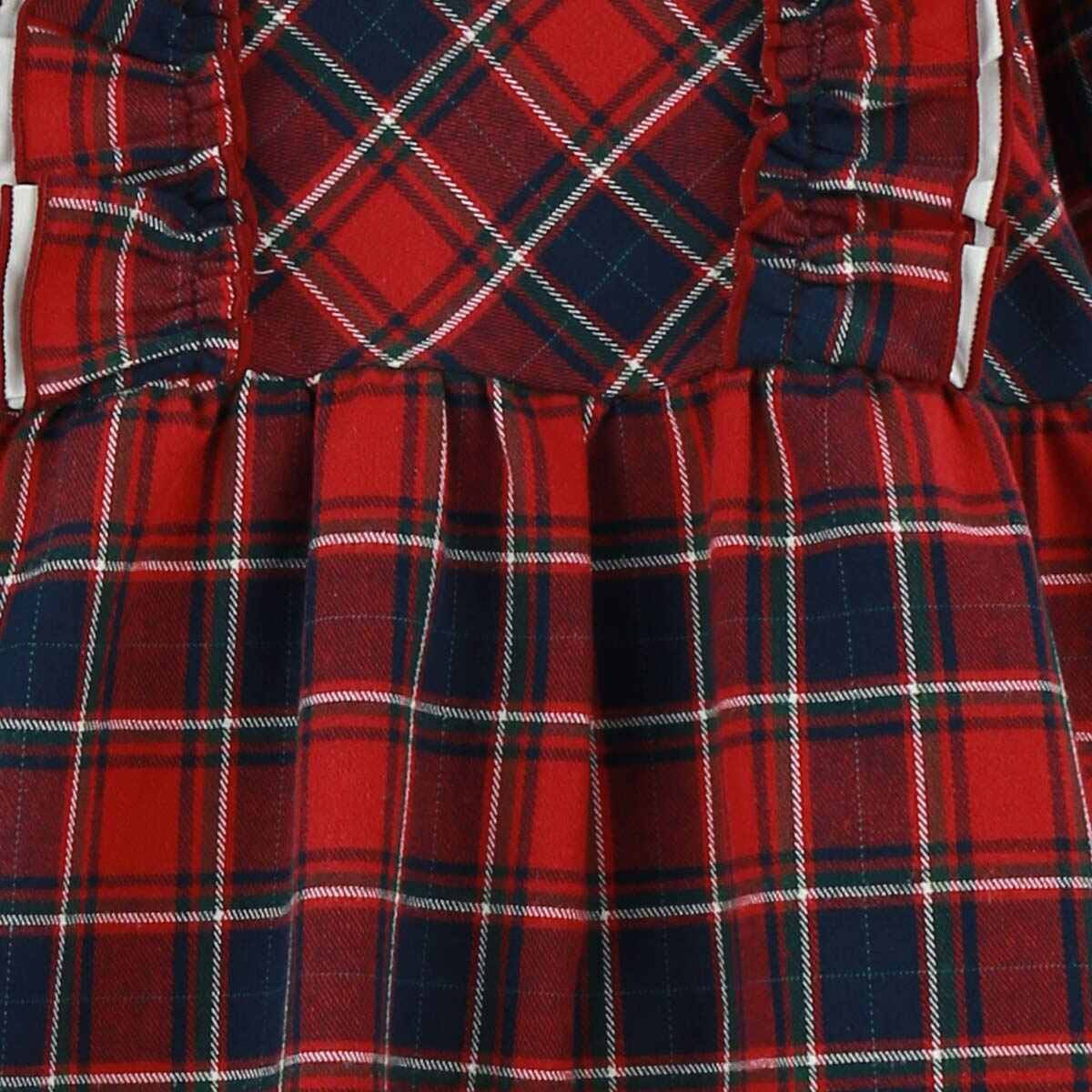 Vestido Manga Larga con Estampado Tartán