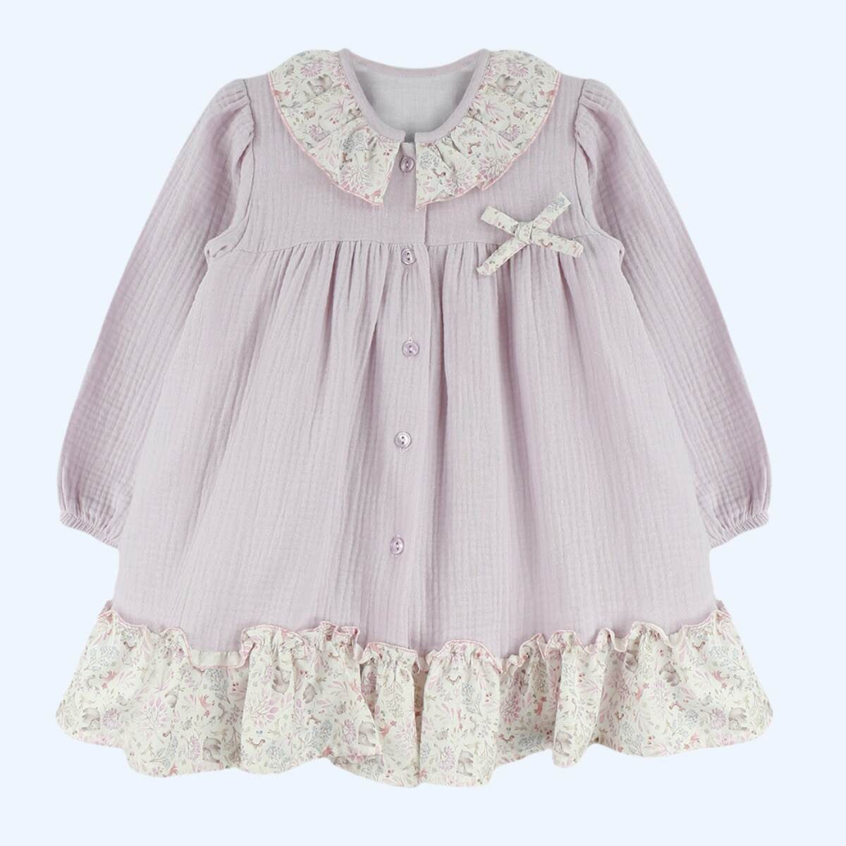 Vestido Lila con Detalles en Estampado Silvestre