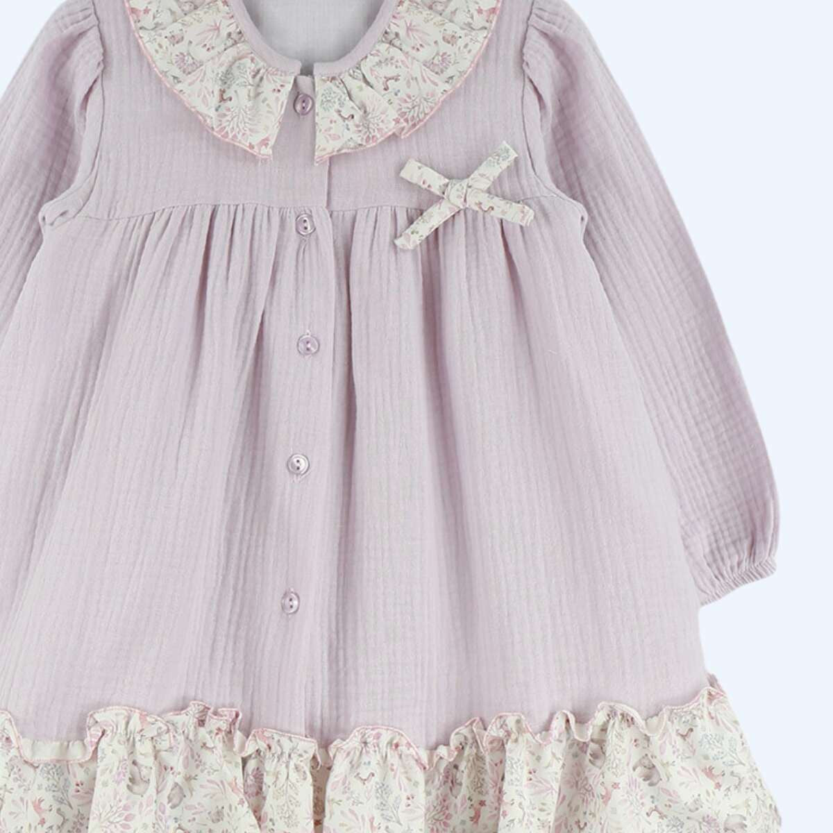 Vestido Lila con Detalles en Estampado Silvestre