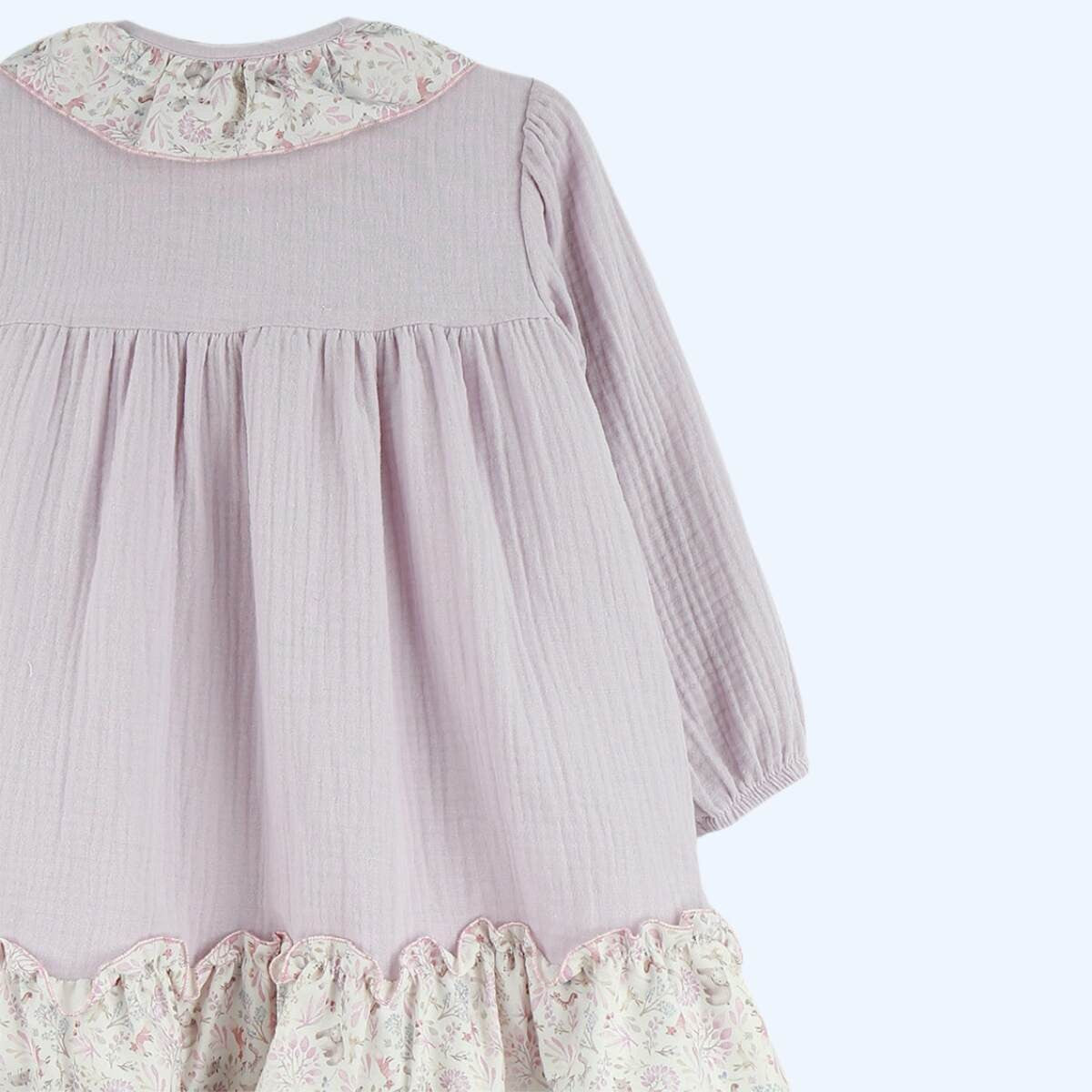 Vestido Lila con Detalles en Estampado Silvestre