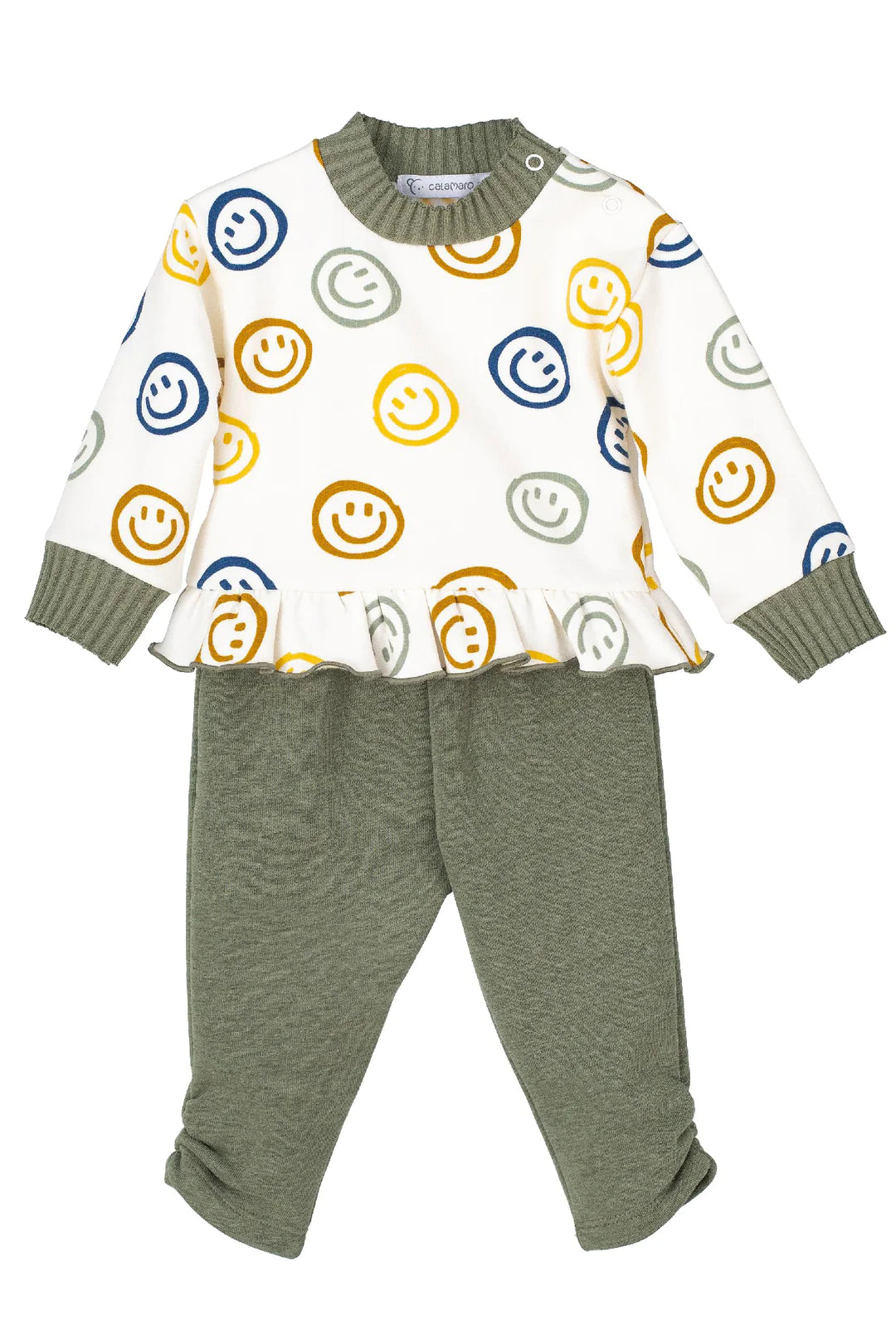 Set Smiley Suéter y Pantalon Verde Oliva