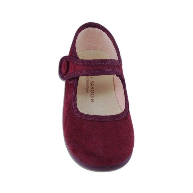 Merceditas de Gamuza con Botón Vinotinto