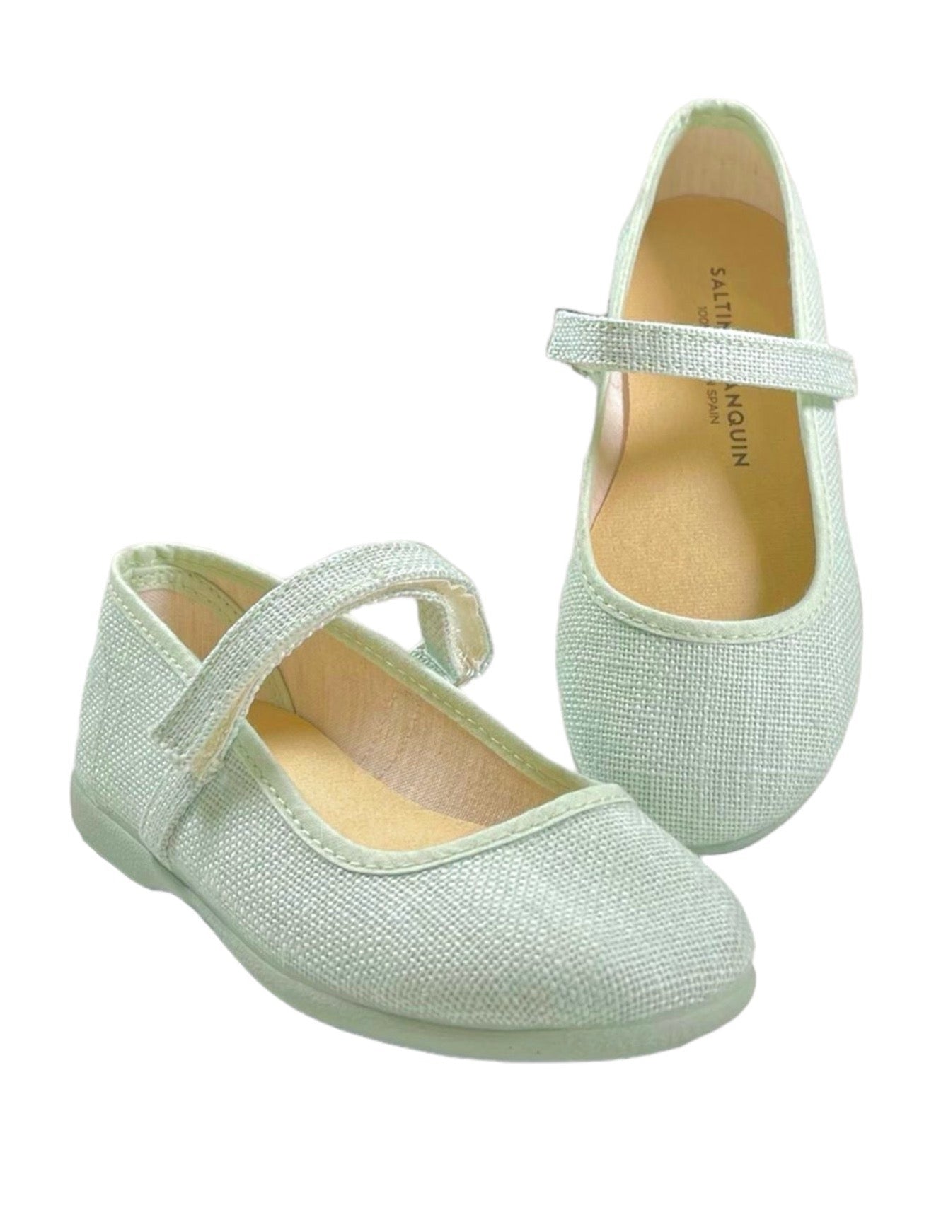 Mercedita de Lino y Velcro Verde Menta