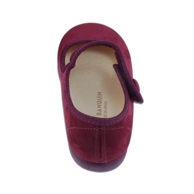 Merceditas de Gamuza con Botón Vinotinto