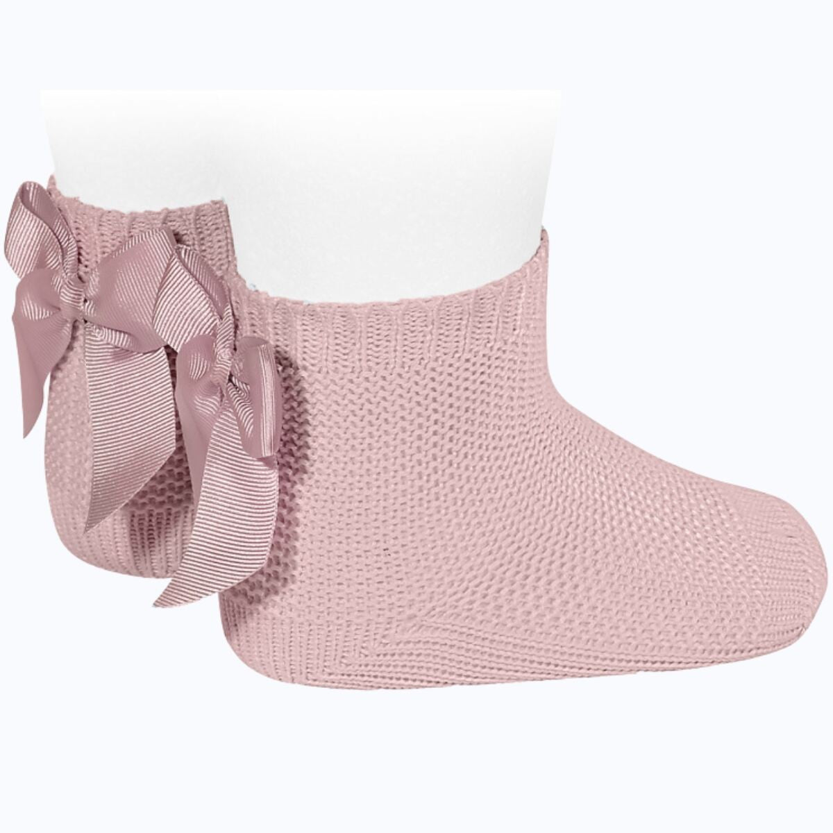 Calcetines de Punto Rosa Palo con Lazo Gross