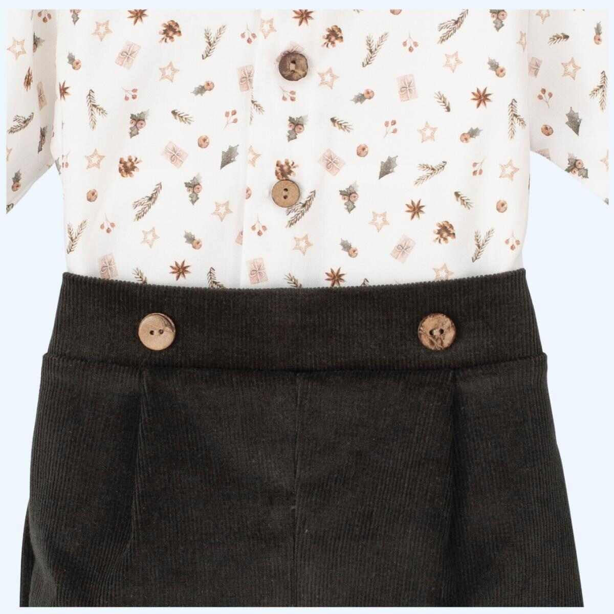 Conjunto de Bermuda Verde Pino y Camisa Manga Larga