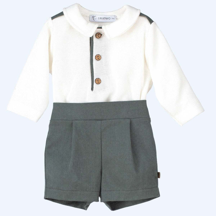 Conjunto Manga Larga con Bermuda Verde Olivo