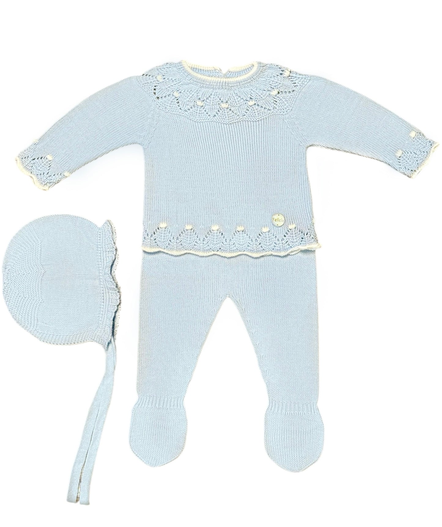 Conjunto Perle Azul Cielo con Detalles en Blanco Capota a Juego