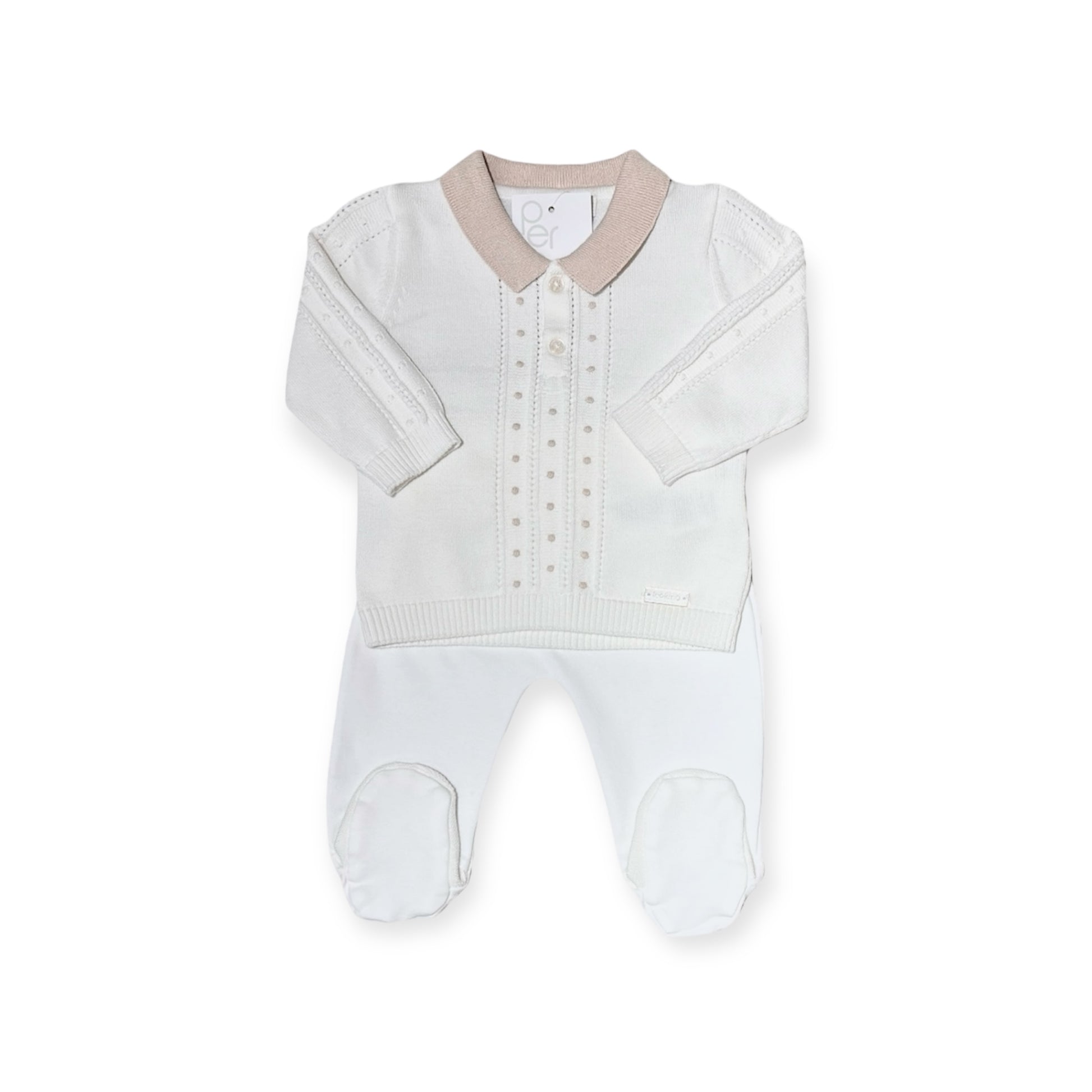 Comfy Set Blanco con Lino Cuello Pico