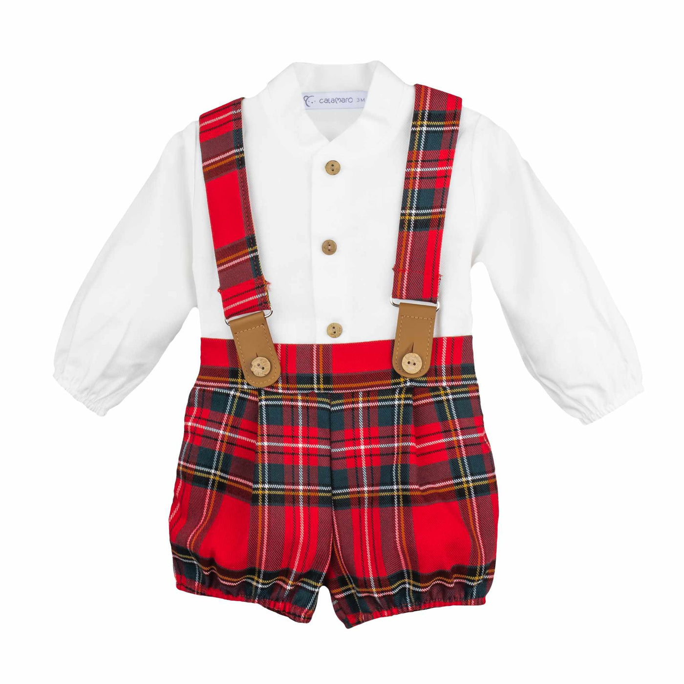 Conjunto de Tirantes Tartan Rojo y Verde