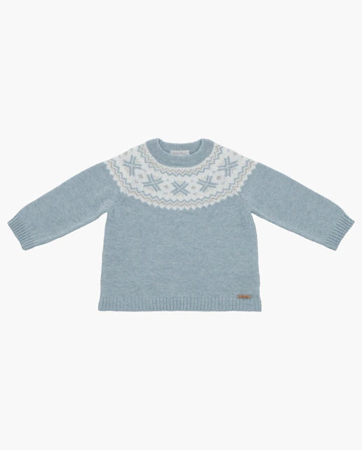 Suéter de Punto Jacquard Natale Azul Empolvado