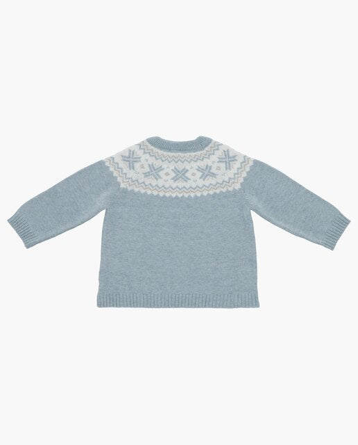 Suéter de Punto Jacquard Natale Azul Empolvado