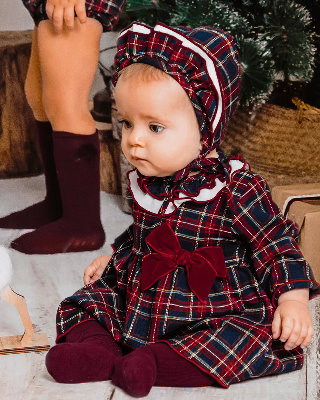 Vestido Tartán Marino y Granate