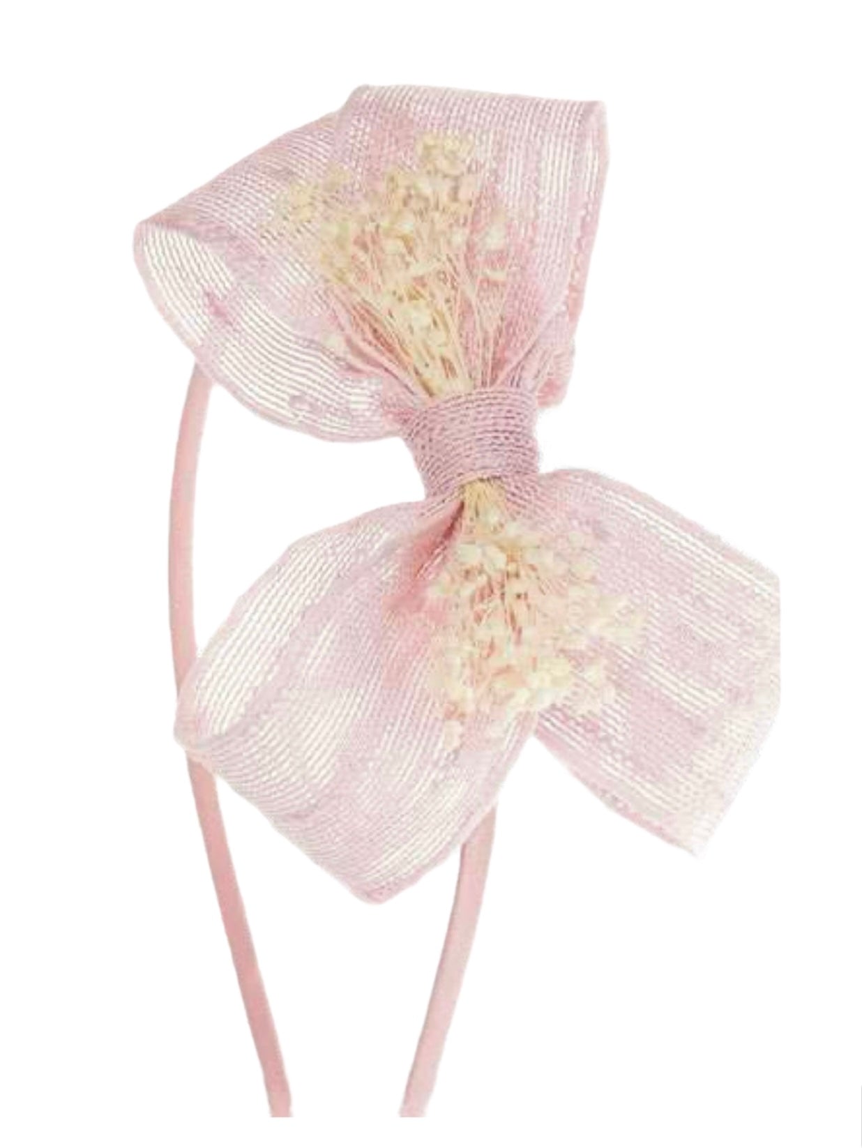 Diadema con Lazado Grande en Rosa Pastel y Gypso
