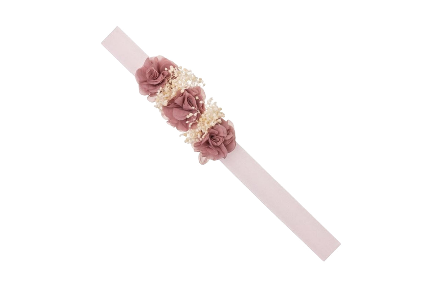 Cinta Elástica Flores Bámbula en Rosa Palo y Gypso Natural