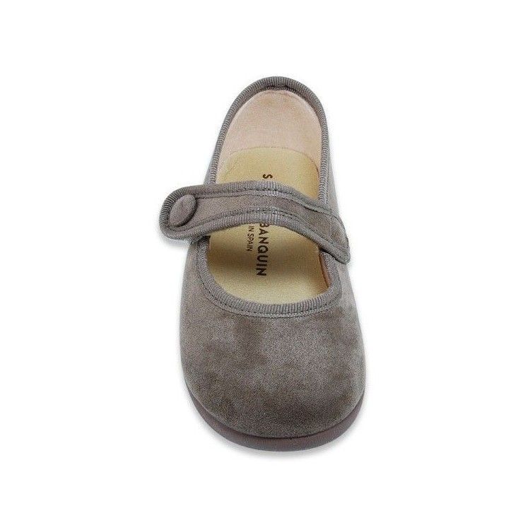 Merceditas de Gamuza con Botón Taupe