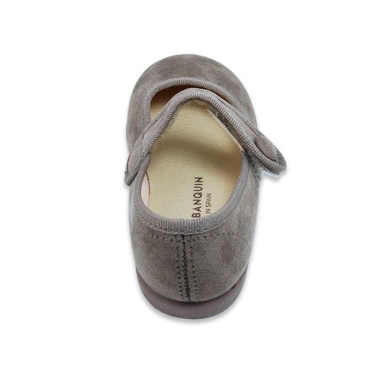 Merceditas de Gamuza con Botón Taupe
