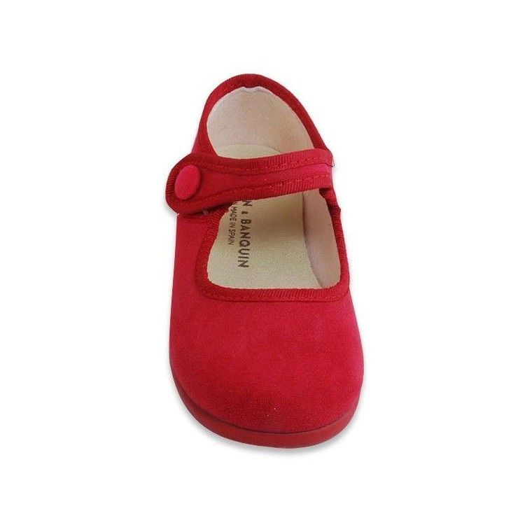Merceditas de Gamuza con Botón Rojas
