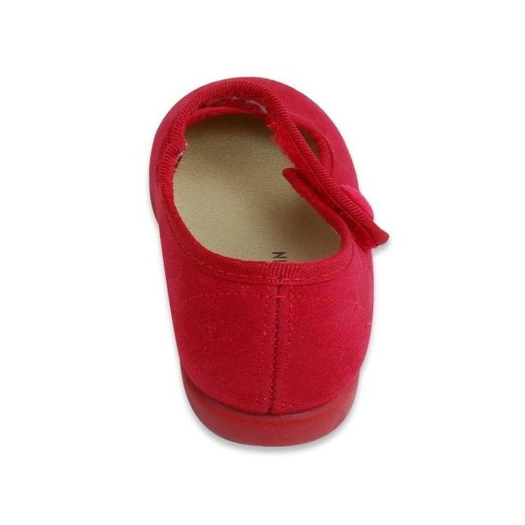 Merceditas de Gamuza con Botón Rojas