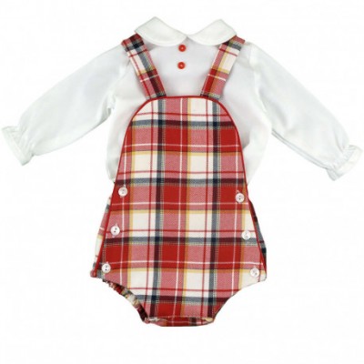 Peto Tartán y Camisa Manga Larga Blanca