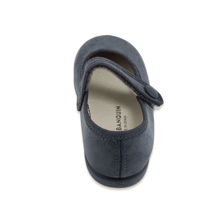 Merceditas de Gamuza con Botón Gris Oscuro