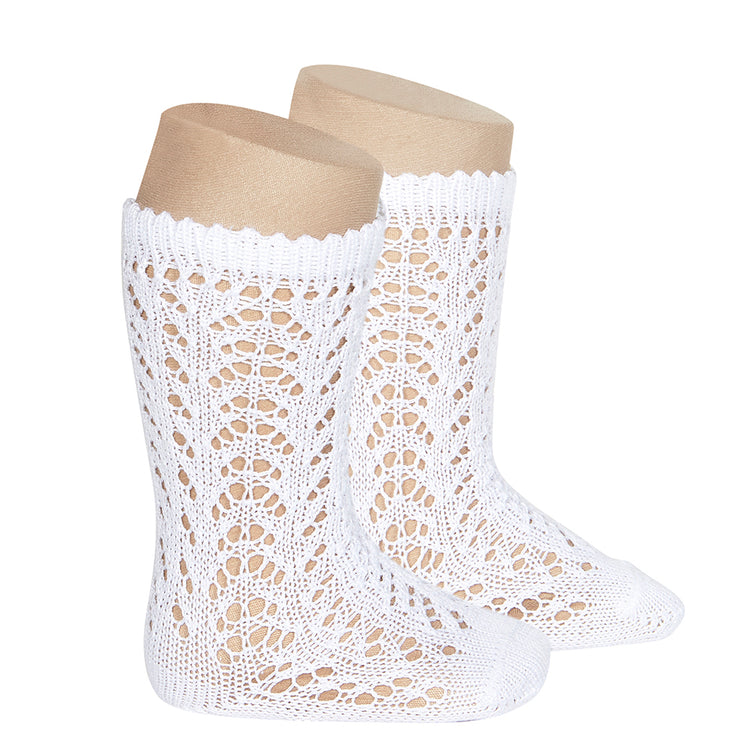 Calcetines Altos Calados Blanco
