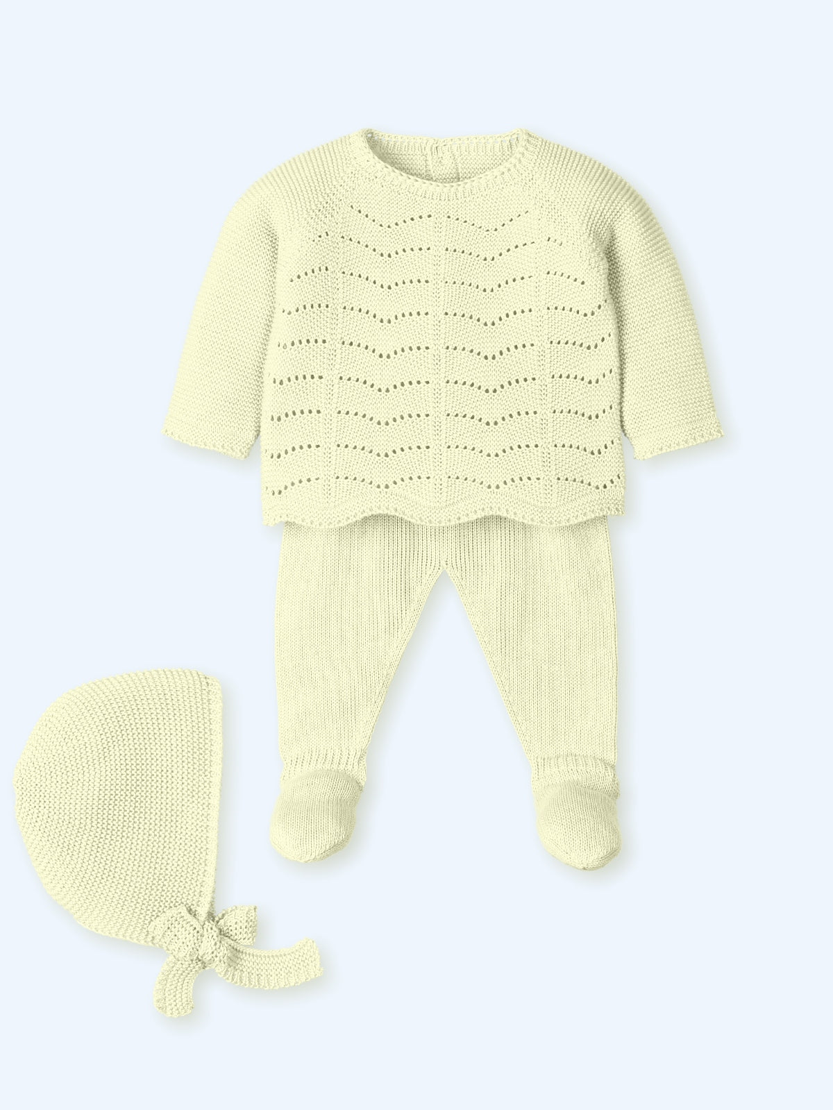 Conjunto Perle Onditas Amarillo Pastel con Capota a Juego