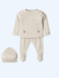 Conjunto Perle Natural Con Cuello Redondo y Detalles Tejidos Capota a Juego