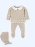 Conjunto Perle Barquitos Lino con Detalles en Blanco y Capota a Juego