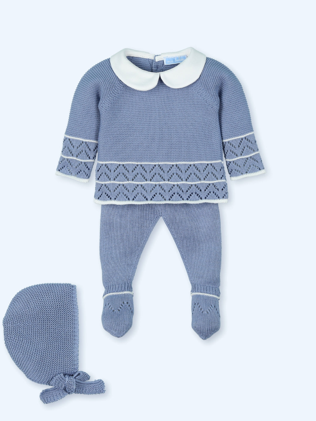 Conjunto Perle Barquitos Azul Francia con Detalles en Blanco y Capota a Juego