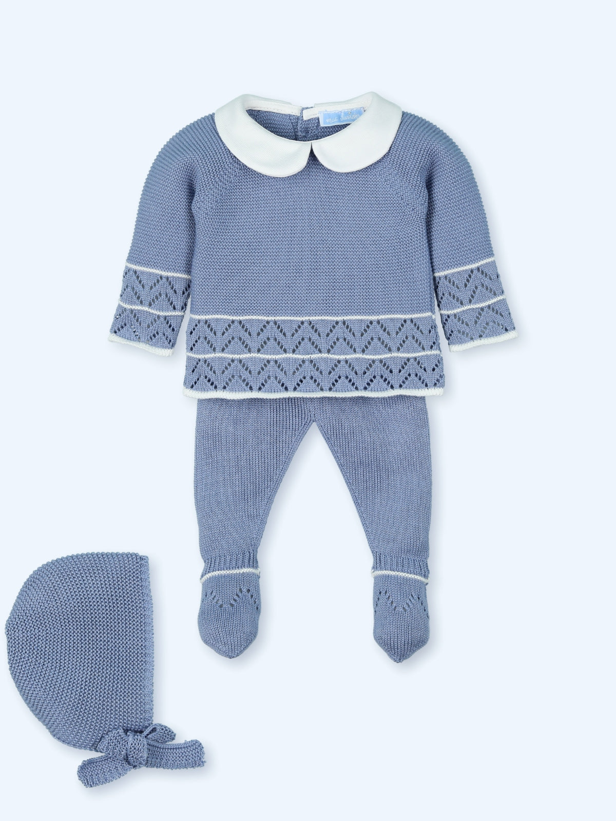 Conjunto Perle Barquitos Azul Francia con Detalles en Blanco y Capota a Juego
