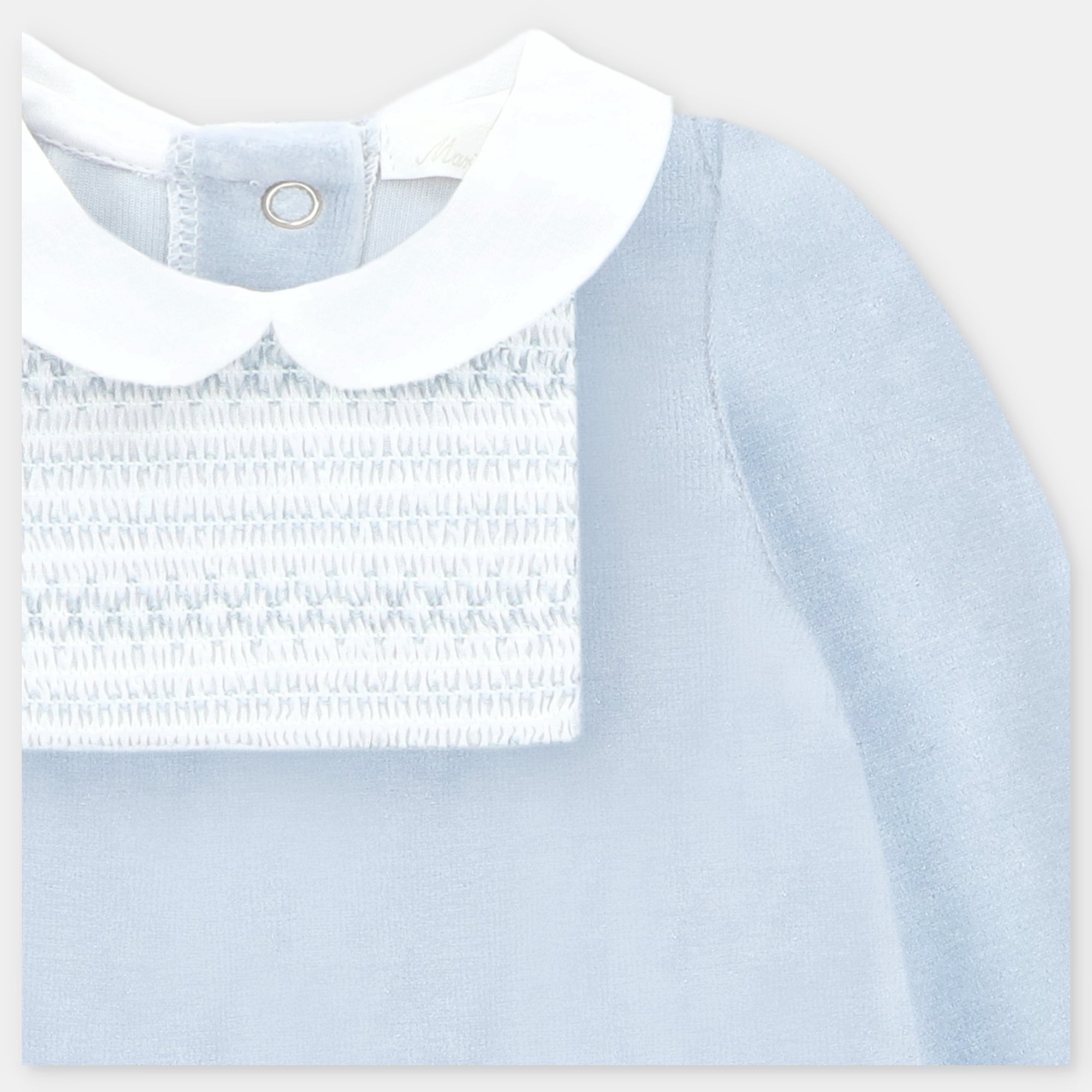 Pijama Velvet Celeste Grisaseo con Nido de Abeja