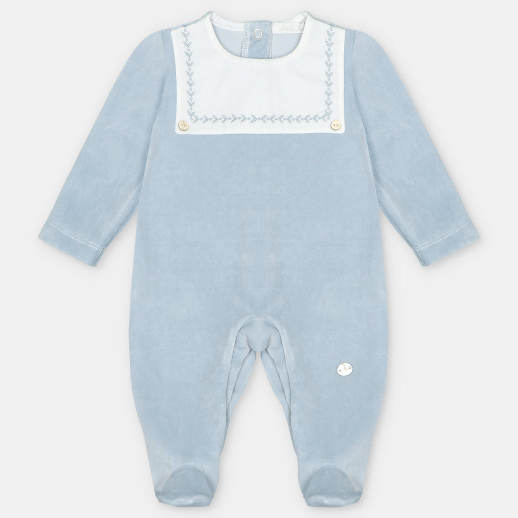 Pijama Terciopelo Azul Empolvado Coleccion Yernes