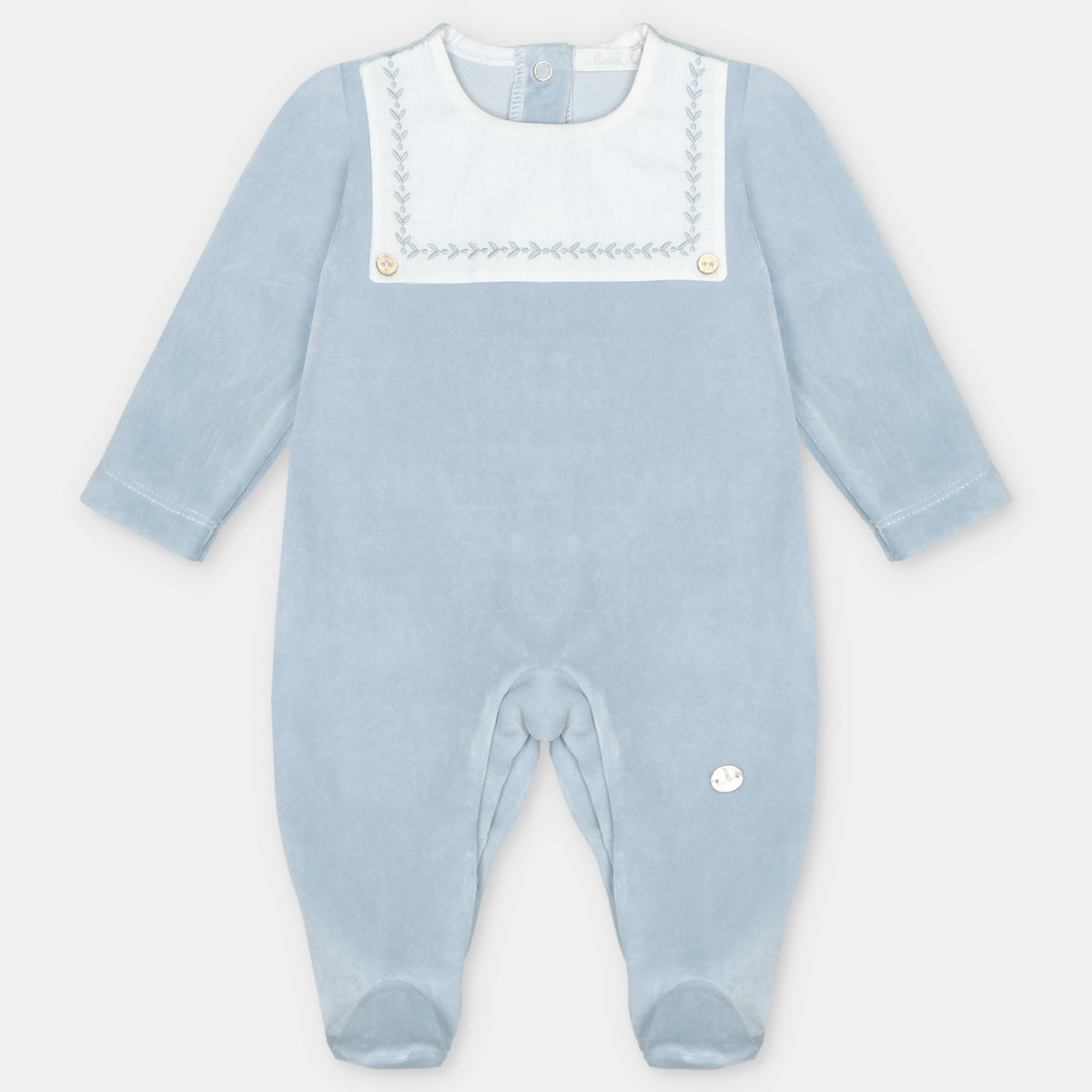 Pijama Terciopelo Azul Empolvado Coleccion Yernes