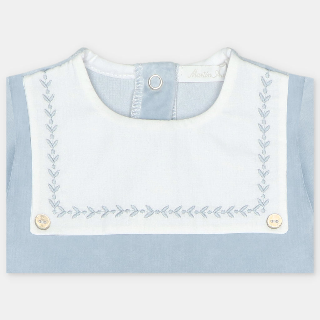 Pijama Terciopelo Azul Empolvado Coleccion Yernes