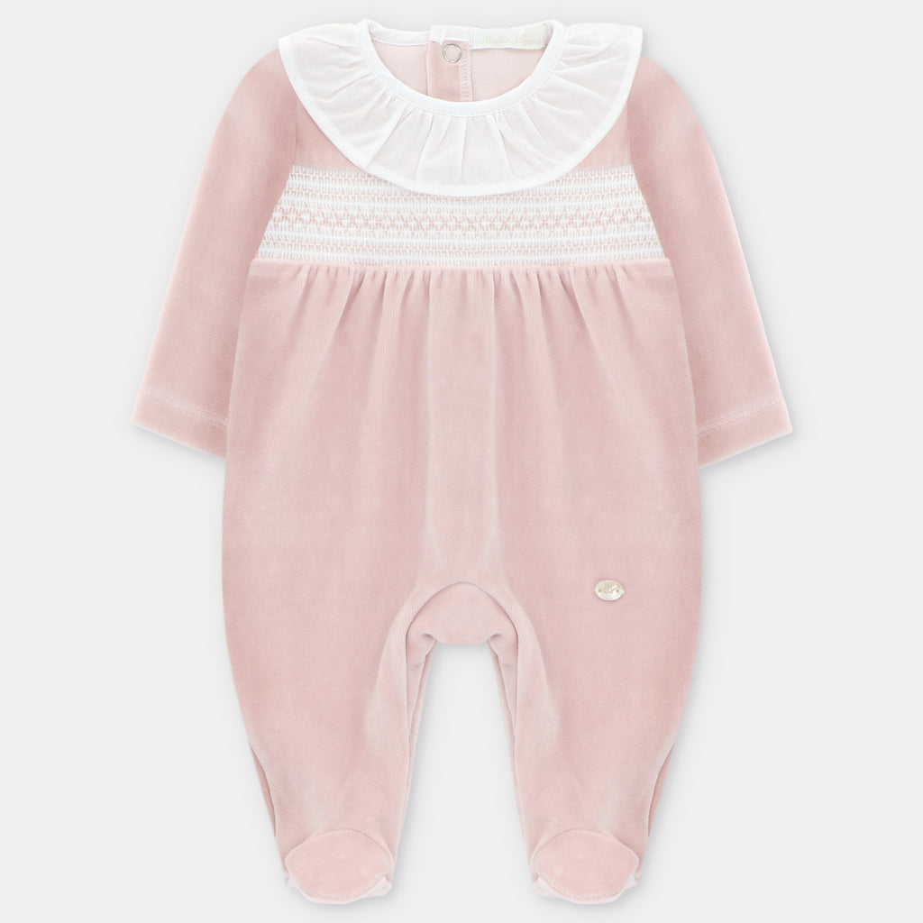 Pijama Velvet Rosa Empolvado con Nido de Abeja