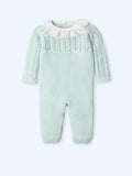 Pijama Tejida Verde Agua con Blonda Bordada