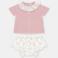 Conjunto de Punto Rosa Palo con Cubre Panal de Flores Toronto