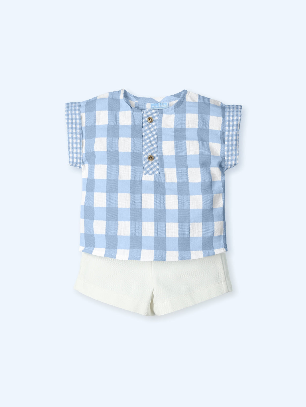 Conjunto de Camisa Manga Corta Cuadros Azafata con Short