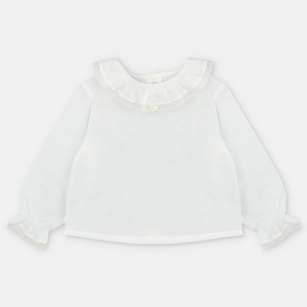 Blusa Blanca con Cuello Batista