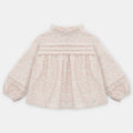Camisa de Lino con Flores Rosa Cuello Alto Leeds