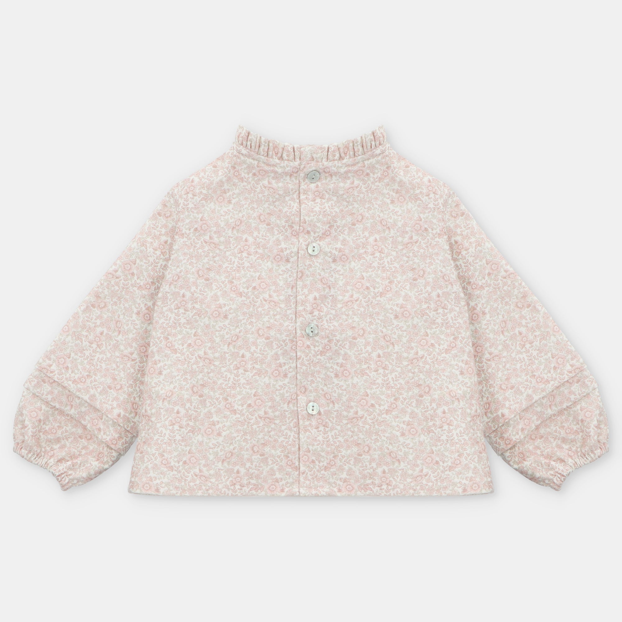 Camisa de Lino con Flores Rosa Cuello Alto Leeds