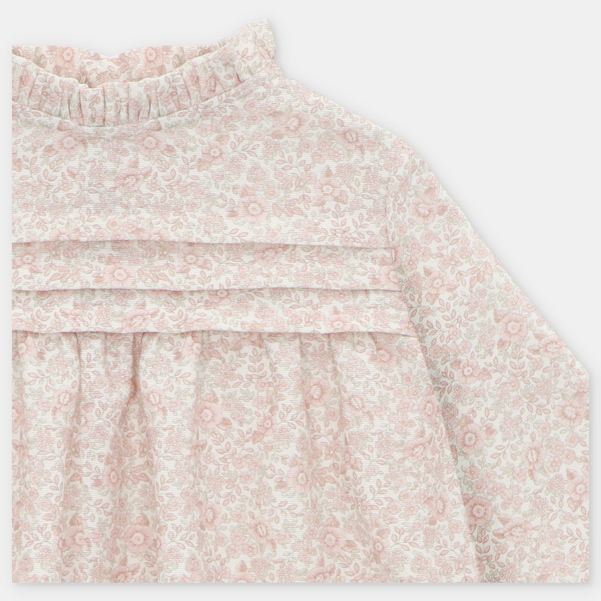 Camisa de Lino con Flores Rosa Cuello Alto Leeds