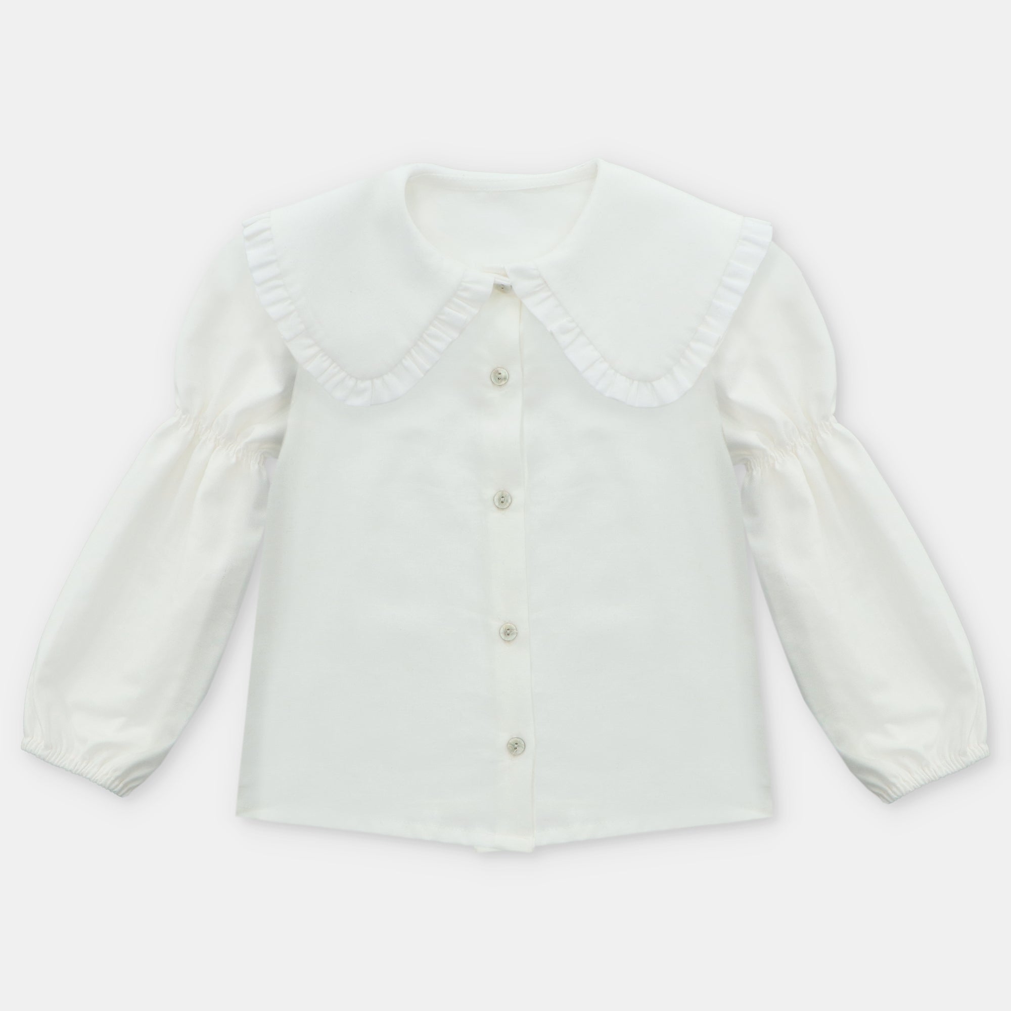 Camisa Blanca Maxi Cuello con Mangas Abullonadas