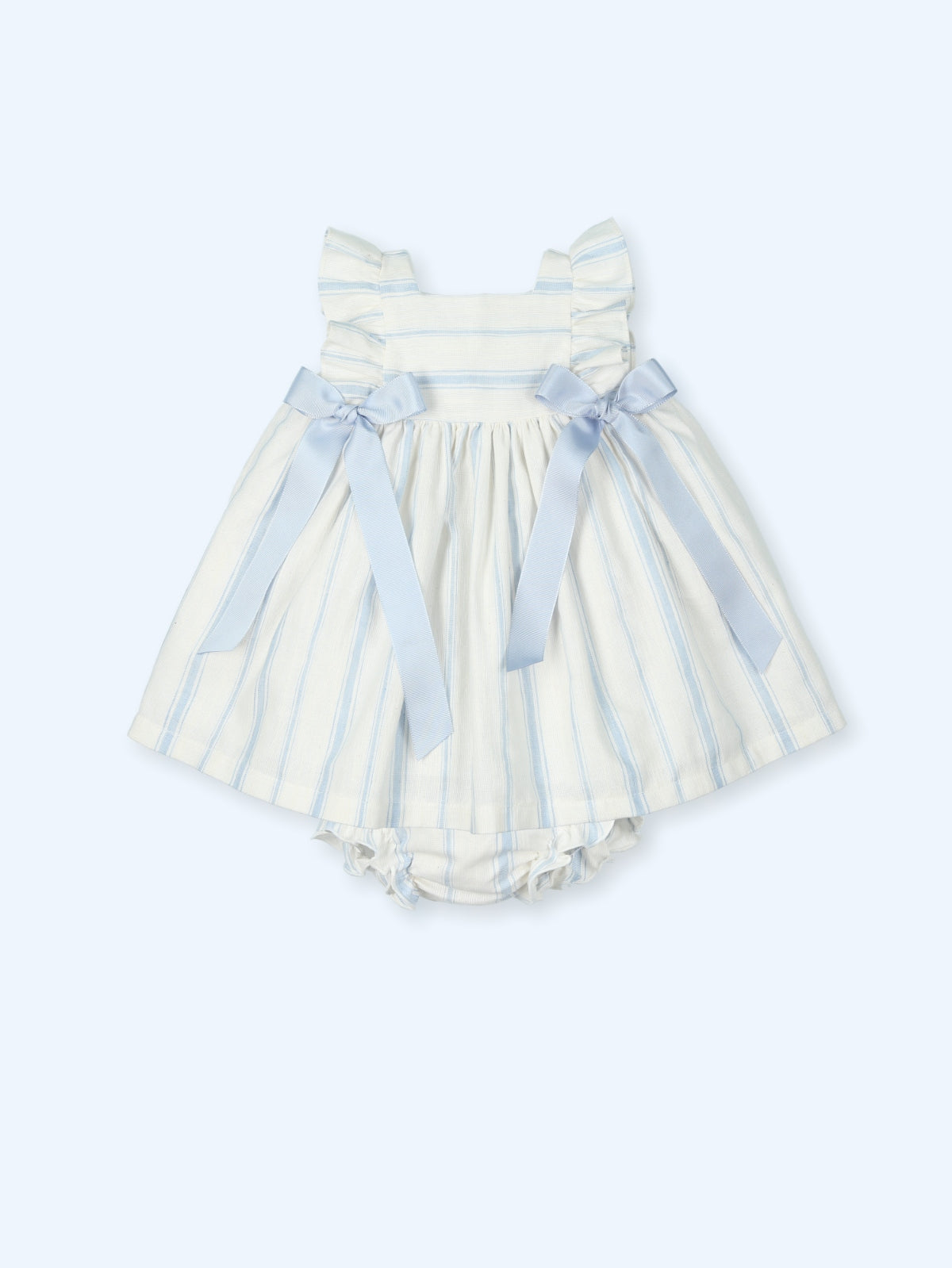 Jesusito Crema con Lineas y Lazos Azules Cubre Panal a Juego Tigris