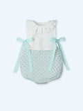 Pelele Cuello Batista Relieve y Punto Verde Agua Con Lazos en Los Laterales