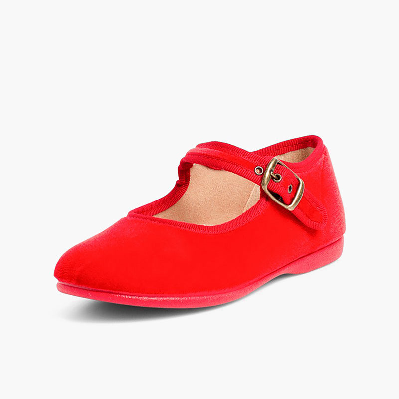 Merceditas de Terciopelo Rojas con Hebilla